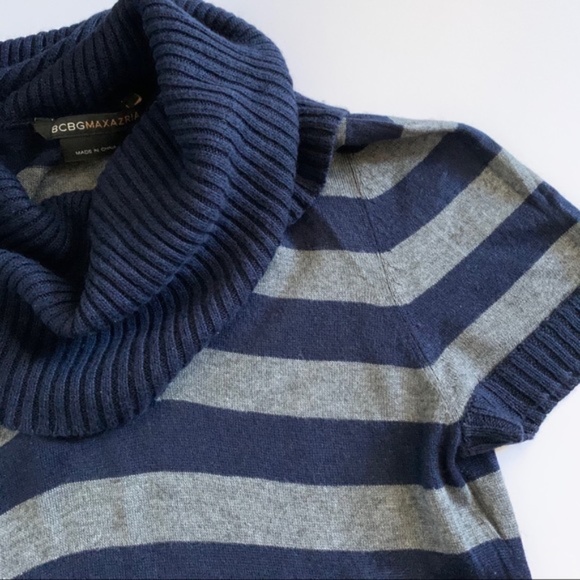 BCBGMaxAzaria Striped Cowl Neck Sweater Short Sleeve - Picture 3 of 5
